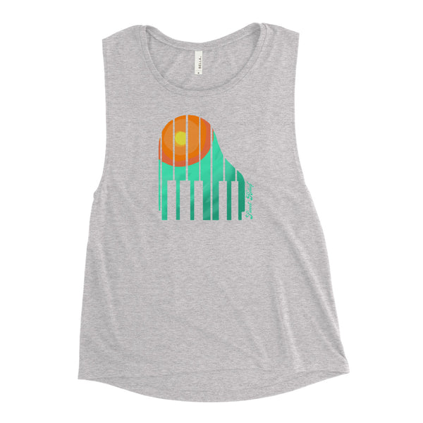 SR Piano Summer Sun Feminine Muscle Tank